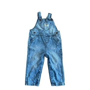 Oshkosh Blue Denim Jean Overalls Hearts Size 18M Valentines